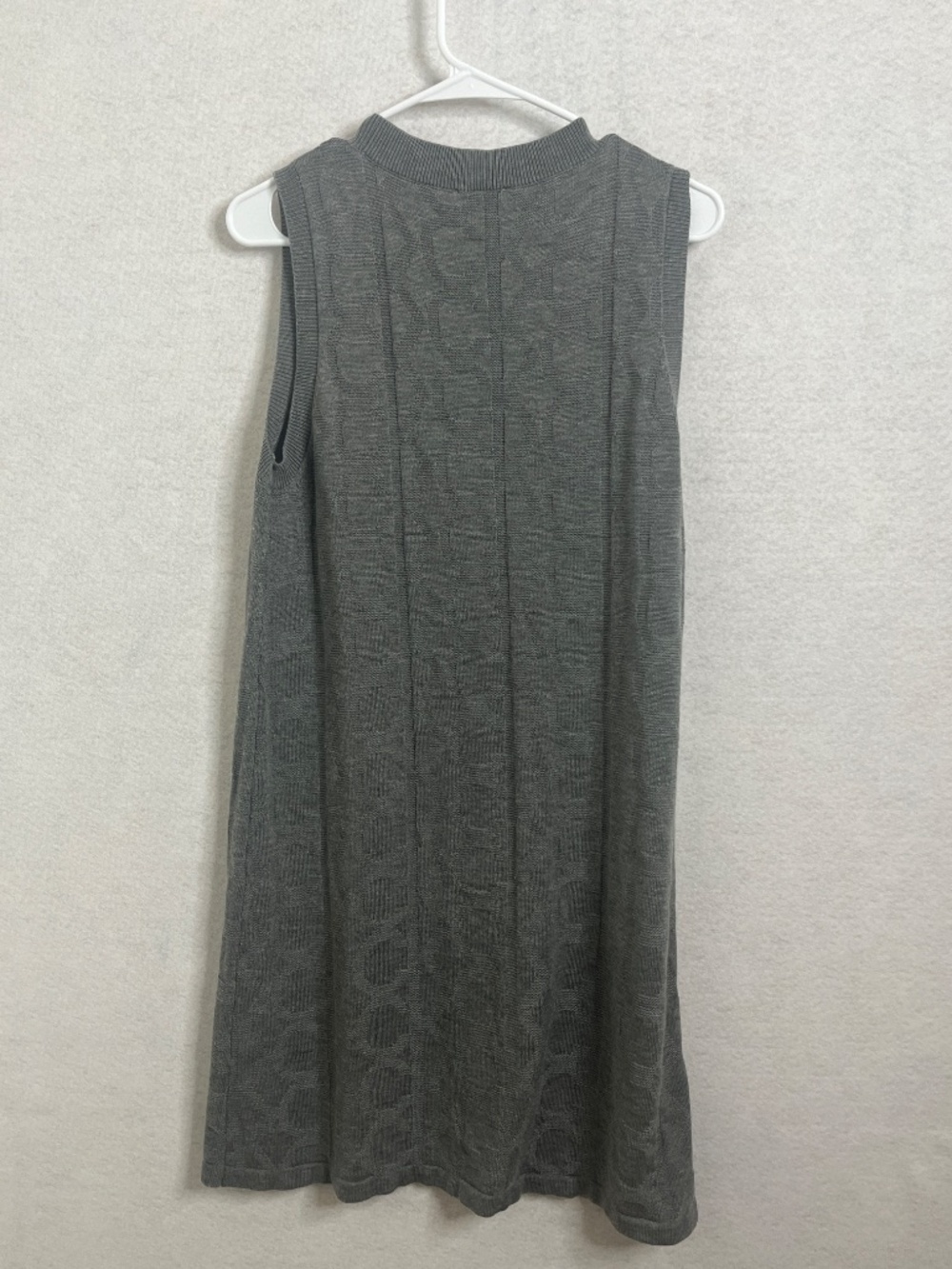 Calvin Klein Sleeveless Knit Dress Gray Textured Crew Neck Size Large - Picture 2 of 4